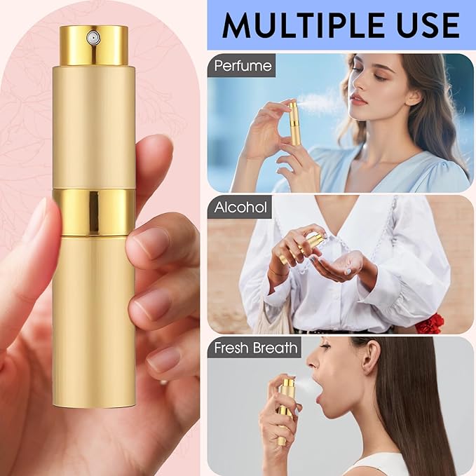 3 Pack 8ML Empty Cologne Travel Spray Bottle Perfume Atomizer for Refill Portable Cologne Dispenser Mini Sprayer for Women Twist Tpye