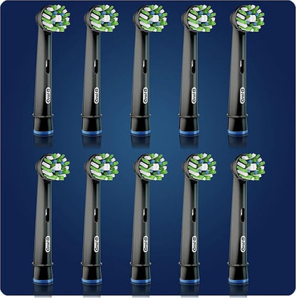 Oral-B Pro Cross Action Black Replacement Brush Heads for Electric Toothbrushes, XXL Pack of 10 Refills