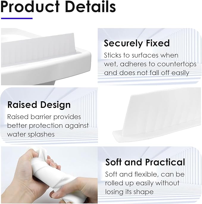 Silicone Sink Splatter Guard, Detachable Kitchen Sink Baffle Board, Splash Protector for Home Kitchen