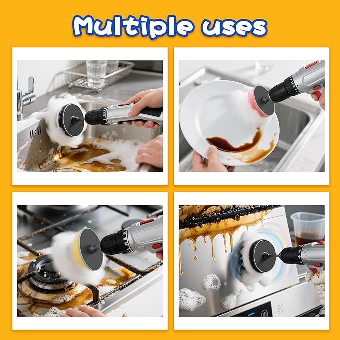 FORHOGAR Drill Attachment Compatible with Scrub Daddy/Mommy Sponges, Drill Brush Accessorise for Grout, Floor, Tub, Shower, Tile, Bathroom and Kitchen Surface