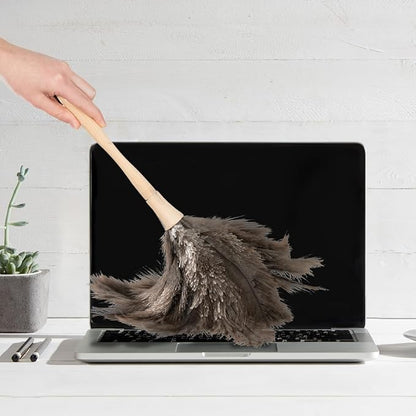 Superio Ostrich Feather Duster Fluffy Dust Remover, with Wooden Handle Reusable for Cleaning Homes, Ceilings, and Furniture (12 Pack)