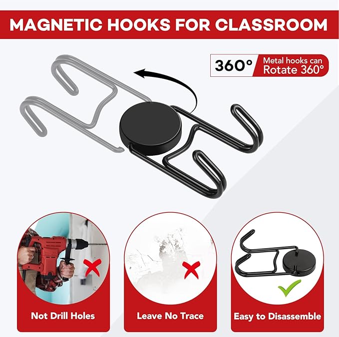 Buelkmag Magnetic Hooks 30Lbs+ 2026 Cruise Essentials Magnet Hook Heavy Duty Magnets Hooks for Refrigerator Grill Toolbox Outdoor 8 Pack (Black)
