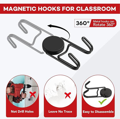 Buelkmag Magnetic Hooks 50Lbs+ 2026 Cruise Essentials Magnet Hook Heavy Duty Magnets Hanging Swivel Hooks for Refrigerator Grill Toolbox Outdoor 4 Pack (Black)
