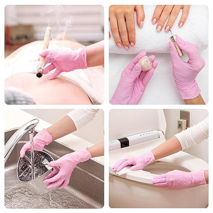SwiftGrip Pink Nitrile Gloves, 3-mil, Industrial Gloves Disposable Latex Free, for Cleaning & Esthetician, Rubber Powder-Free, 1000-ct Case (Medium)