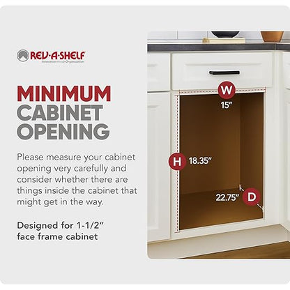 Rev-A-Shelf Top Mount Double Pullout Under Cabinet 35 Quart Kitchen Trash Cans with 150 Pound Rated Full-Extension Slides, 4WCTM-18DM2