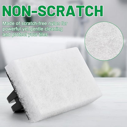 18 Pack Handled Bath Scrubber Set Bathtub Scouring Pad 15 Non-Scratch Bathroom Scrubbing Pads with 3 Handles Reusable Cleaning Sponge for Cleaning Shower Tile Sink Pool Areas