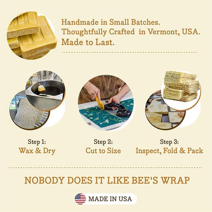 Bee's Wrap - Limited Edition - Beeswax Wraps for Food - Cut to Size 14x52" Beeswax Wrap Roll - Plastic Free Made in USA Reusable Natural Food Wrap - Fresh Squeeze Print
