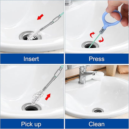 HARFINGTON 2pcs Flexible Drain Clog Remover Tool 0.08" Dia. 118" Sink Sewer Hair Drain Cleaner Tool Sink Unclogger for Kitchen Toilet Bathtub Sewer