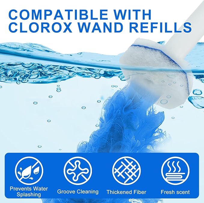 60pcs Disposable Toilet Bowl Wand Refills for Clorox,Replacement Brush Heads Compatible With Most Toilet Bowl Wand Refill System,Upgrade Fiber Cleaner Heads for Closestool Cleaning.