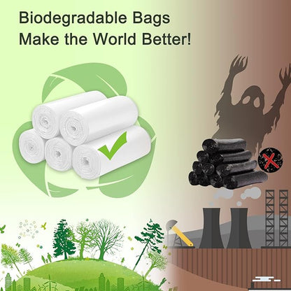 Biodegradable Trash bags 120PCS, Aievrgad 5L/1.2Gallon small Garbage bags/For Countertop Bin. Bin Liner/Trash/rubbish Bags, 100% Recycled,Tough, degradable, Compost Bags for Food/garden-white