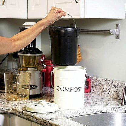 Kitchen Compost Bin (0.8 Gallon) - Rust Proof and Leak Proof Countertop Compost Bucket with Lid, No Smells Organic Waste Bin for Rustic Country and Farmhouse Style Kitchens