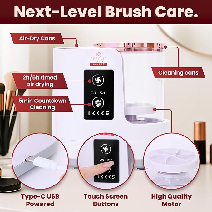 3-in-1 Electric Makeup Brush Cleaner Machine – Automatic Make up Brush Cleaner & Dryer, Portable, USB Powered, 5 Min Auto-Cycle To Clean | Dries Multiple Brushes in 2H -5H Drying Cycle.