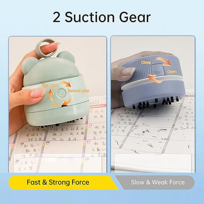 Mini Desktop Vacuum Cleaner Cute Cordless Table Dust Sweeper Cartoon Vacuum USB Rechargeable Battery Operated for Cleaning Dust Crumbs Hairs Scraps (Coral Blue)