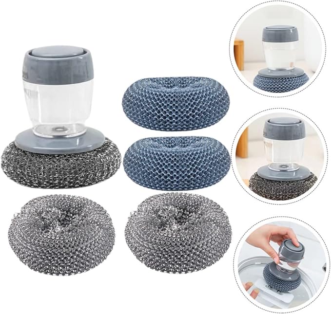 Soap Dispensing Palm Brush Set Automatic Liquid Pot for Kitchen Cleaning Durable Bristles