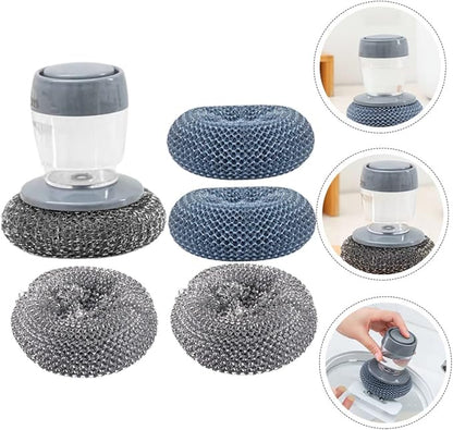 Soap Dispensing Palm Brush Set Automatic Liquid Pot for Kitchen Cleaning Durable Bristles
