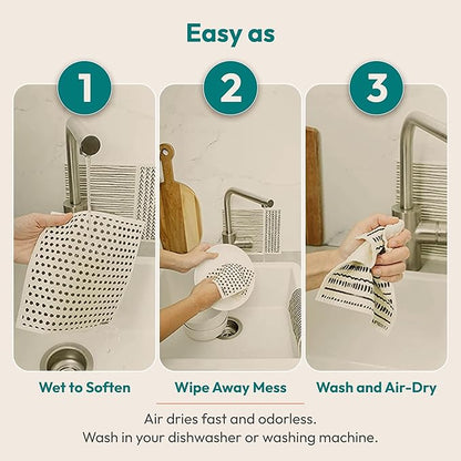 FEBU Swedish Dishcloths for Kitchen | 5 Pack Faded Summer Reusable Paper Towels Washable | Swedish Dish Towels | Non-Scratch Cellulose Sponge Cloths | No Odor, Biodegradable Cleaning Cloths