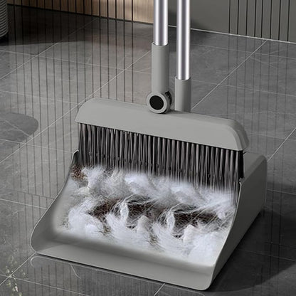 3-in-1 Broom and Dustpan Set - Stainless Steel Handle Floor Cleaning Kit for Home & Office, Space-Saving Storage Design