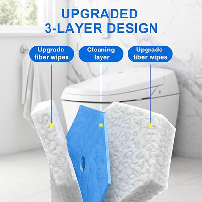 60pcs Disposable Toilet Bowl Wand Refills for Clorox,Replacement Brush Heads Compatible With Most Toilet Bowl Wand Refill System,Upgrade Fiber Cleaner Heads for Closestool Cleaning