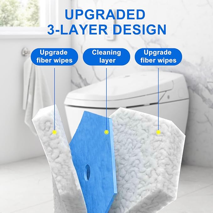 60pcs Disposable Toilet Bowl Wand Refills for Clorox,Replacement Brush Heads Compatible With Most Toilet Bowl Wand Refill System,Upgrade Fiber Cleaner Heads for Closestool Cleaning.