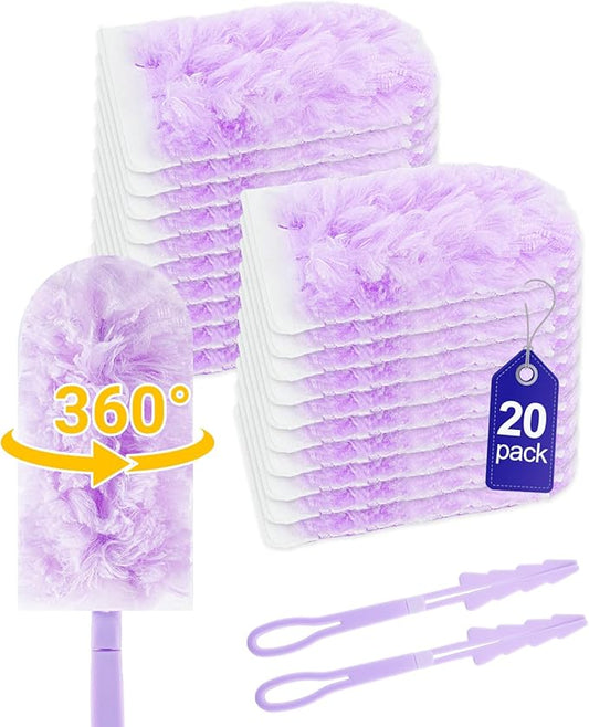 22 Count Unscented Duster Refills with 2 Foldable Handles, 360 Duster Refill Compatible with Swiffer Dusters for Cleaning Tight Spaces, Compatible with Swiffer 360 Refills for Pet Hair