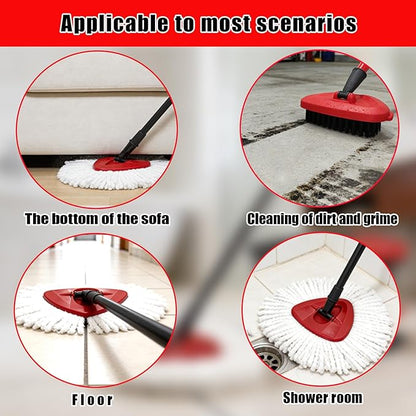 8Pcs Spin Mop Replacement Heads,Mop Replace Head Compatible with Ocedar Easywring 1-Tank System,Machine Washable & Easy to Replace.Including 6 Spin mop Replacement Heads, 1 Brush Head and 1 Base