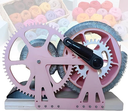 Manual Wool Carder, Drum Card for Wool Felt, Wool Mixing Table with Crank, Quick Mixing Colors Haired Yarn, with Brush, for DIY Crafts~/