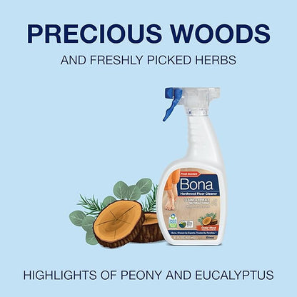 Bona® Hardwood Floor Cleaner Spray - 32 fl oz - Cedar Wood - Includes Filled Bottle + Concentrate Refill for Hardwood Floor Cleaning