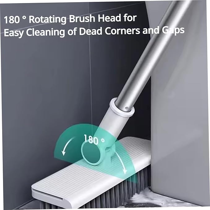 Broom and Dustpan, 3-in-1 Broom with Dustpan Combo Set Foldable and Rotating and Set with Long Handle for Home Office School Dorm, and