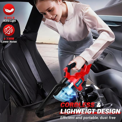 Cordless Vacuum Compatible with Milwaukee 18V Battery, 5 in 1 Handheld Electric Vacuum with 400W Powerful Motor, 46 CFM Portable Hand Vacuum for Home Pet Hair, Car (NO Battery)