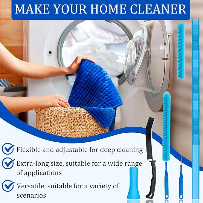 Dryer Vent Cleaner Kit With Dryer Vacuum Hose Attachment - Compatible with Most Vacuum Cleaner - Vent Lint Remover Brush, Shop Vac Accessories, Lint Trap Cleaner & Home Cleaning Tools