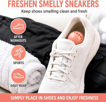 Knixmax Shoe Deodorizer Balls, Odor Eater Ball for Sneakers Boots Mules, Air Fresheners for Gym Gear Bags Lockers, Peach scent, Pack of 6, Pink