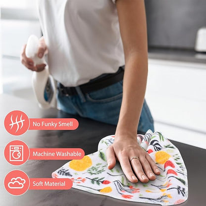 Tegeme 36pcs Floral Reusable Paper Towels Roll 11.81 x 11.81 Inches Washable Paperless Cotton Kitchen Towels Bulk for Kitchen Bathroom