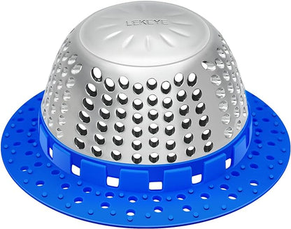 LEKEYE Shower Drain Hair Catcher/Shower Drain Cover/Drain Protector for Pop-Up & Regular Drains(Blue)
