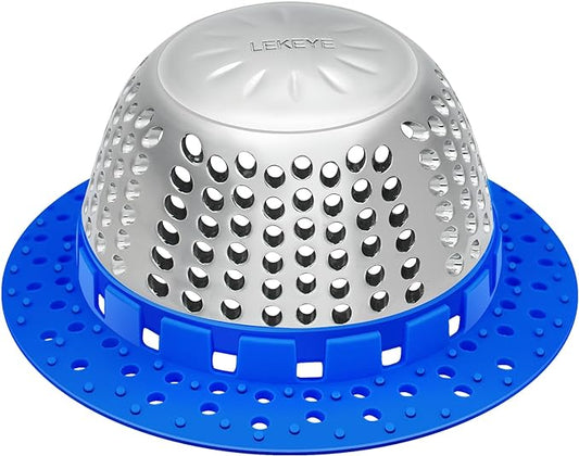 LEKEYE Shower Drain Hair Catcher/Shower Drain Cover/Drain Protector for Pop-Up & Regular Drains(Blue)