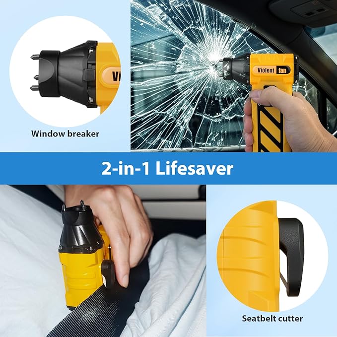 Electric Compressed Air Duster for Car Cleaning 110000 RPM Rechargeable Cordless Blower with 8000mah Battery for PC, Keyboard Includes Emergency Window Breaker & Seatbelt Cutter Replaces Canned Air