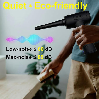 Air Duster,Efficient Electric Air Duster,Compact Rechargeable Cordless Compressed Air Duster,Quiet Air Blower,Portable 3-Gear Versatilie Dust Blower with LED Light for Keyboard Cleaning