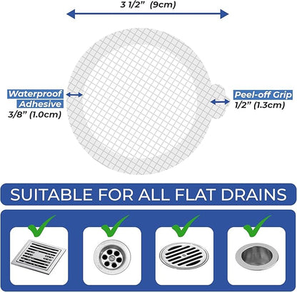 Disposable Hair Catcher Shower Drain Mesh Stickers, 35 Pack