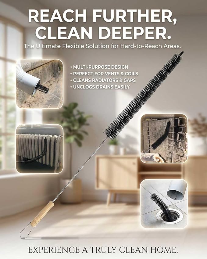 Dryer Vent Cleaning Brush Lint Cleaner Remover, Bendable Dust Pet Hair Gap Home Cleaning Tools 2Pcs (28 Inches)