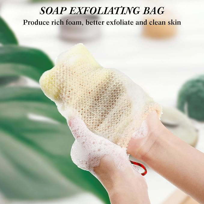 Shappy 8 Pcs Soap Saver Pouch Bar Soap Bags Exfoliating Soap Net Soap Mesh Bags for Shower Soap Holder Bubble Foam Net Soap Pocket for Women Men (Beige, Blue, Purple, Pink)