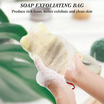 Shappy 8 Pcs Soap Saver Pouch Bar Soap Bags Exfoliating Soap Net Soap Mesh Bags for Shower Soap Holder Bubble Foam Net Soap Pocket for Women Men (Beige, Blue, Purple, Pink)
