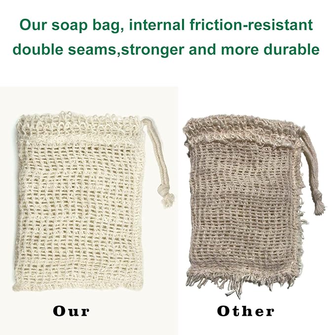 E-Know Soap Bag, 5 Pack Natural Sisal Soap Saver, Zero Waste Plastic-Free Soap Net, Foaming and Drying The Soap, Massage, Peeling