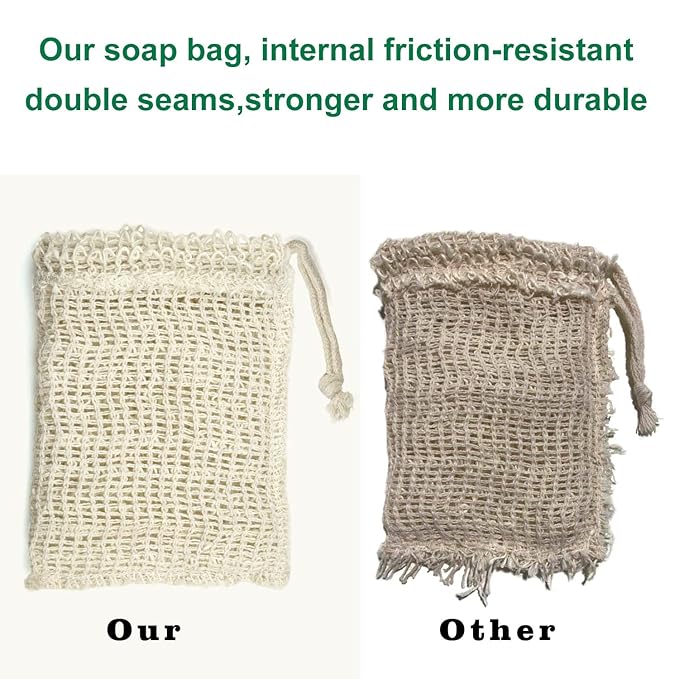 E-KNOW Soap Saver Pouch, Soap Bag Body Scrubber for Bar Soap or Soap Lift, Body Exfoliator Sponge for Bath or Shower, 4 Pack Soap Bag + 3 Piece Soap Lift Soap Saver Pads.