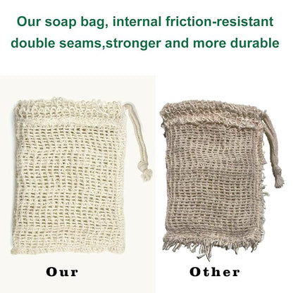 E-KNOW Soap Saver Pouch, Soap Bag Body Scrubber for Bar Soap or Soap Lift, Body Exfoliator Sponge for Bath or Shower, 4 Pack Soap Bag + 3 Piece Soap Lift Soap Saver Pads.