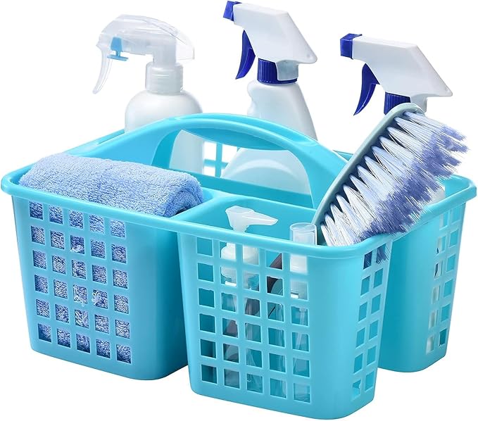 Portable Shower Caddy Basket,Convenient Cleaning Supplies Organizer with Compartments and Handle,Ideal for Bathroom, Bedroom, Kitchen, College Dorm,Garden,etc.Blue-2 Pcs