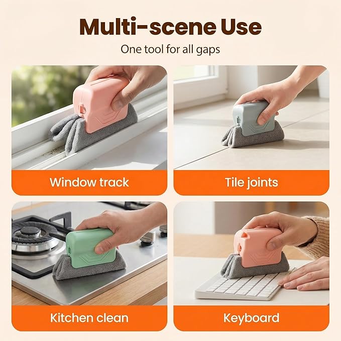 Magic Window Track Cleaner, 2026 Upgraded Window Groove Cleaning Brush Tools SetHandheld Window Track Cleaner Brushe Tools for Window Lides Gaps, Tile Lines Shutter Car Vents