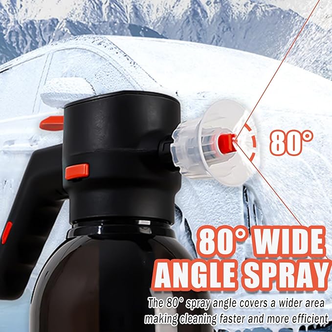 Electric Foam Sprayer for Car Washing, 130 PSI USB Rechargeable Cordless Foam Cannon, 2L Foam Pump Sprayer 2026 New Upgrade Black