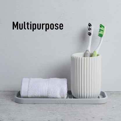 Zulay Kitchen (9x3.5in) Sponge Holder for Kitchen Sink - Flexible Heavy-Duty Multipurpose Sink Caddy - Counter Organizer for Kitchen, Bathroom, Makeup, Trinkets & More! (Grey)