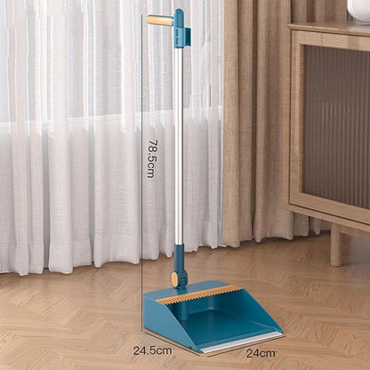 YOXIER Broom and Dustpan Set,Buckle Type Brooms and Dustpan Set with Scraping Teeth & Scraper,Brooms Indoor 180° Rotatable,Long Handle Broom Dustpan Set for Home Office Floor Cleaning White