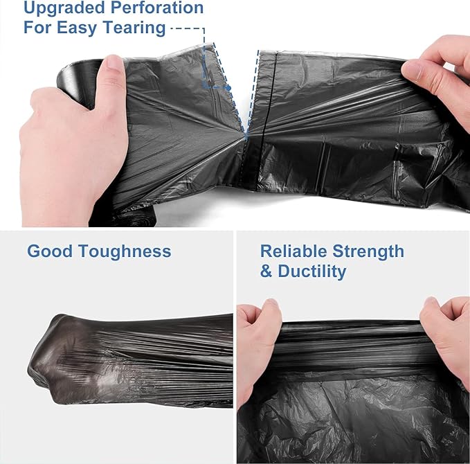 8 Gallon Biodegradable Black Trash Bags - Compostable Tall Kitchen Garbage Bags 80 Count Recycling Unscented Office Outdoor Thick Strong Medium Size Can Waste Basket Liners Acqkunlo