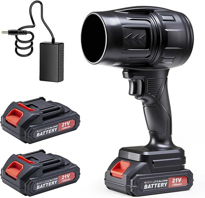 21V Handheld Leaf Blower – 98,000RPM High-Speed Motor, 1.9LB Ultra-Lightweight Hand Blower with 2 Batteries & Charger for Yard, Patio, Car Drying & Workshop